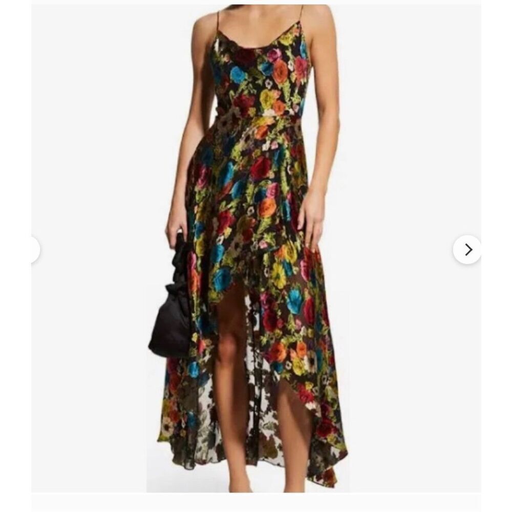 Alice +βOlivia The Christina Maxi high low silk blend dress 8
